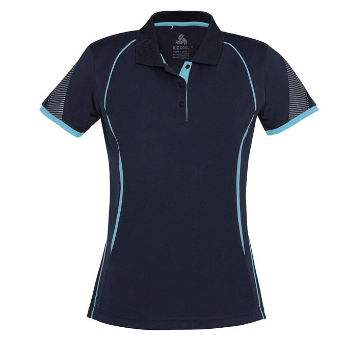 Biz Collection P405LS Razor Ladies Polo - Navy/Sky - Alternative Front View
