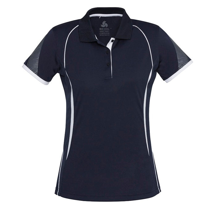Biz Collection P405LS Razor Ladies Polo - Navy/White - Alternative Front View