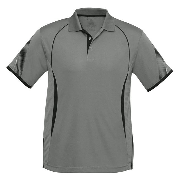 Grey and black workout mens Biz Collection P405MS Razor Mens Polo shirt