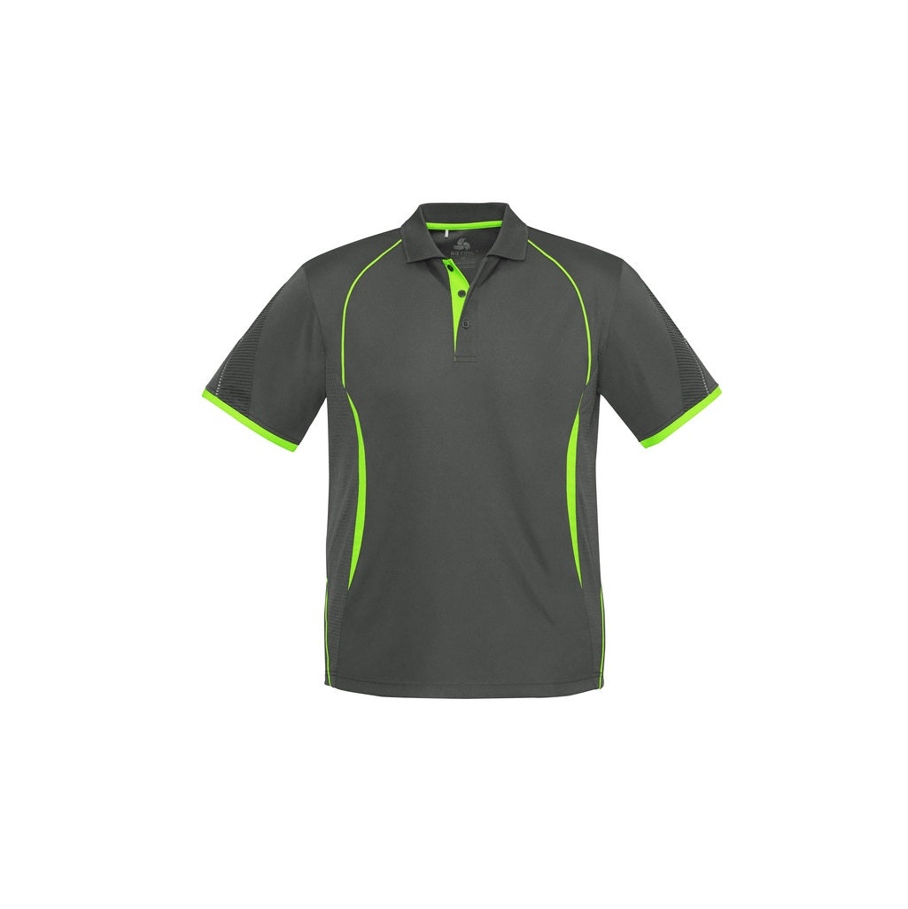 Biz Collection P405KS Razor Kids Polo - Grey/Lime - Back View
