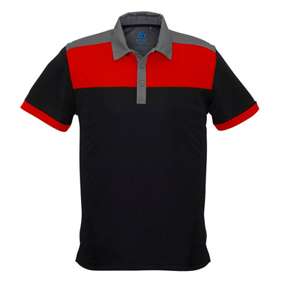Black red and grey mens moisture wicking corporate event and sports team branding Biz Collection P500MS Mens Charger Polo shirt