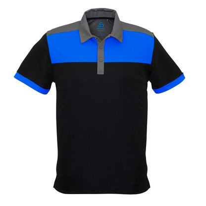 Mens royal blue black and grey active wear lightweight Biz Collection P500MS Mens Charger Polo shirt