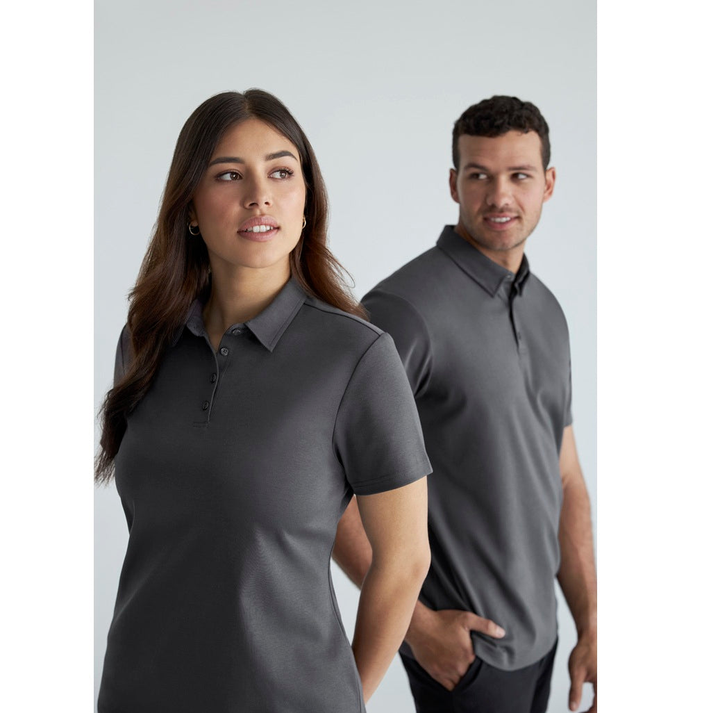 Biz Collection P515LS Womens Lotus Short Sleeve Polo - Charcoal - Alternative Front View