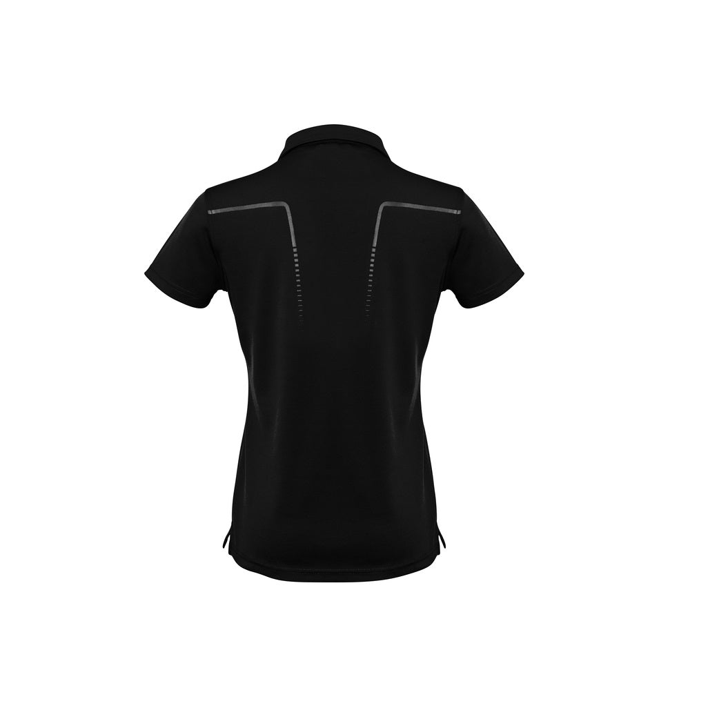 Biz Collection P604LS Ladies Cyber Polo colour Black/Silver - Back view
