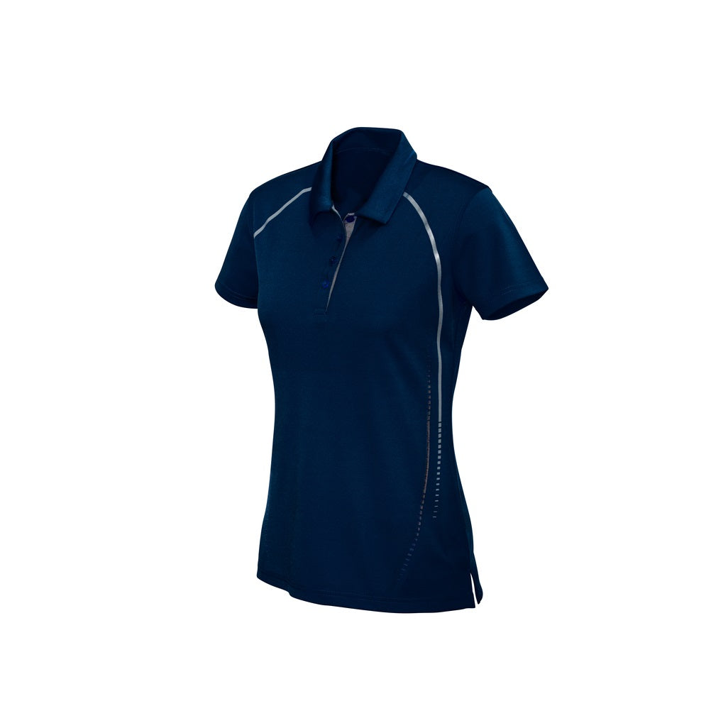 Biz Collection P604LS Ladies Cyber Polo - Navy/Silver - Front View