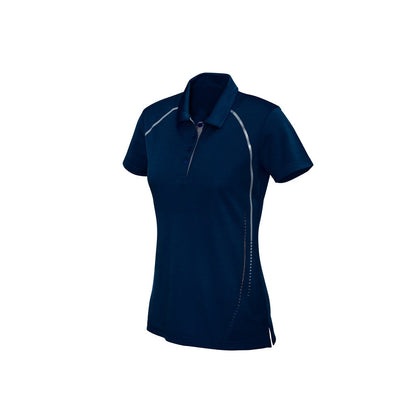 Biz Collection P604LS Ladies Cyber Polo colour Navy/Silver - front view