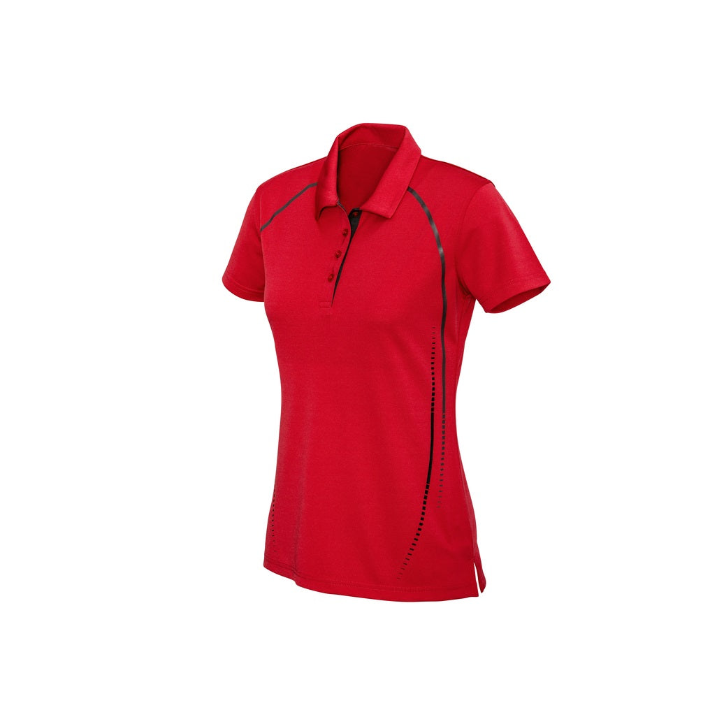 Biz Collection P604LS Ladies Cyber Polo - Red/Silver - Alternative Front View