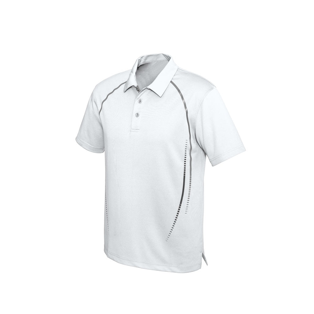 Biz Collection P604MS Mens Cyber Polo - White/Silver - Front View