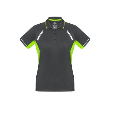 Biz Collection P700LS Ladies Renegade Polo Grey/Fluro Lime/Silver
