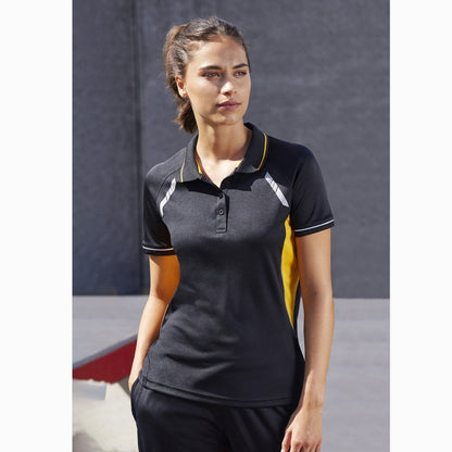 Biz Collection P700LS Ladies Renegade Polo Black/Gold/Silver