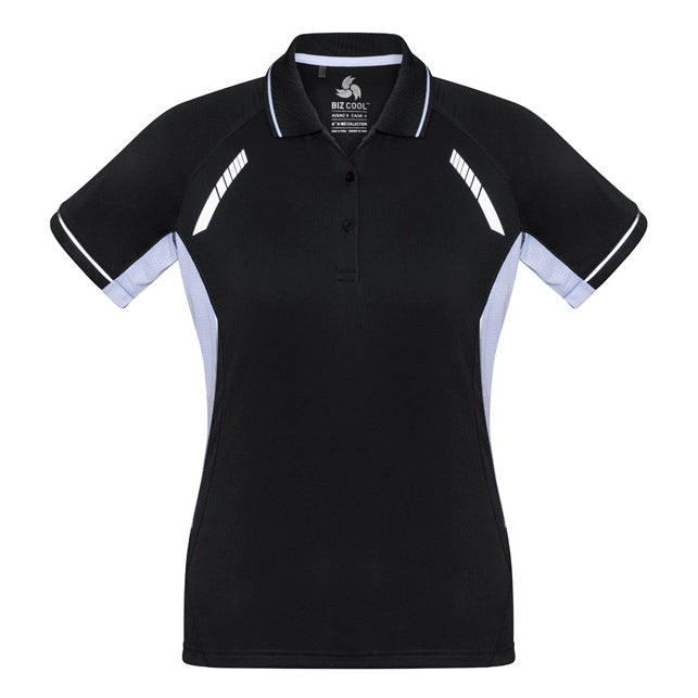 Biz Collection P700LS Ladies Renegade Polo - Black/White/Silver - Alternative Front View