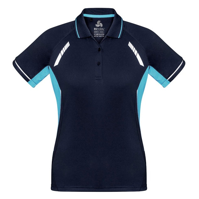 Biz Collection P700LS Ladies Renegade Polo - Navy/Sky/Silver - Alternative Front View