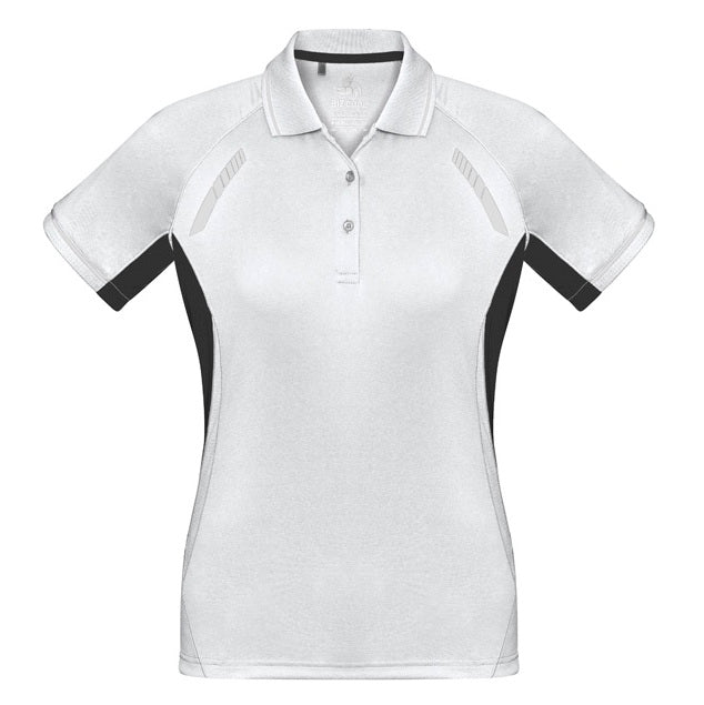 Biz Collection P700LS Ladies Renegade Polo - White/Black/Silver - Alternative Front View