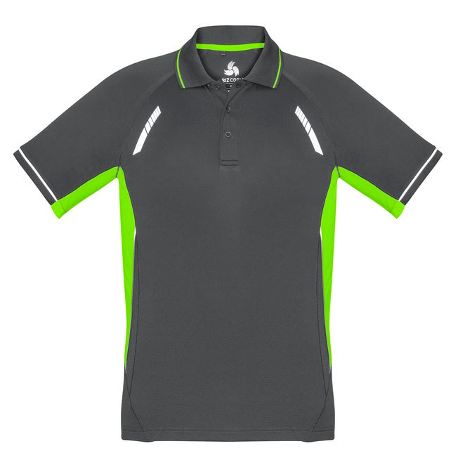 Biz Collection P700MS Mens Renegade Polo - Grey/Fluoro Lime - Alternative Front View
