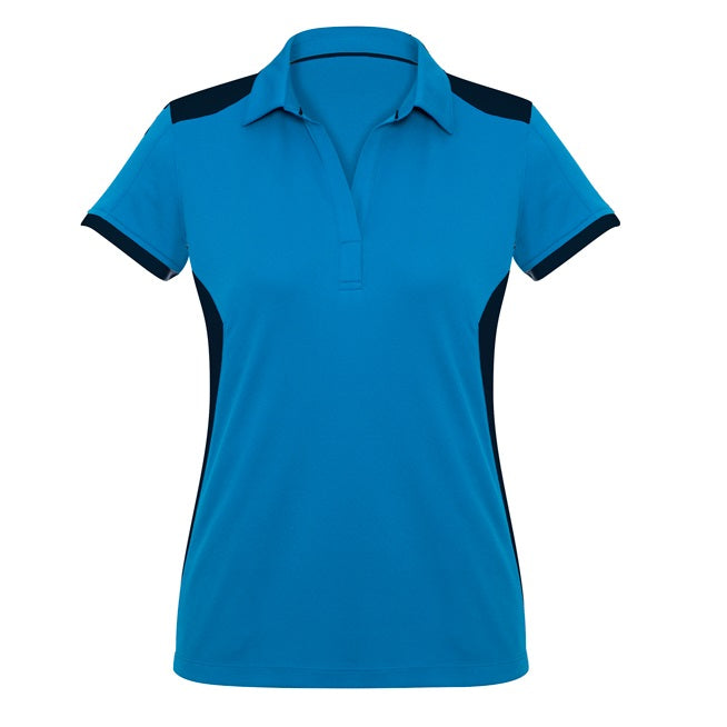 Biz Collection P705LS Rival Ladies Polo - Cyan/Navy - Front View