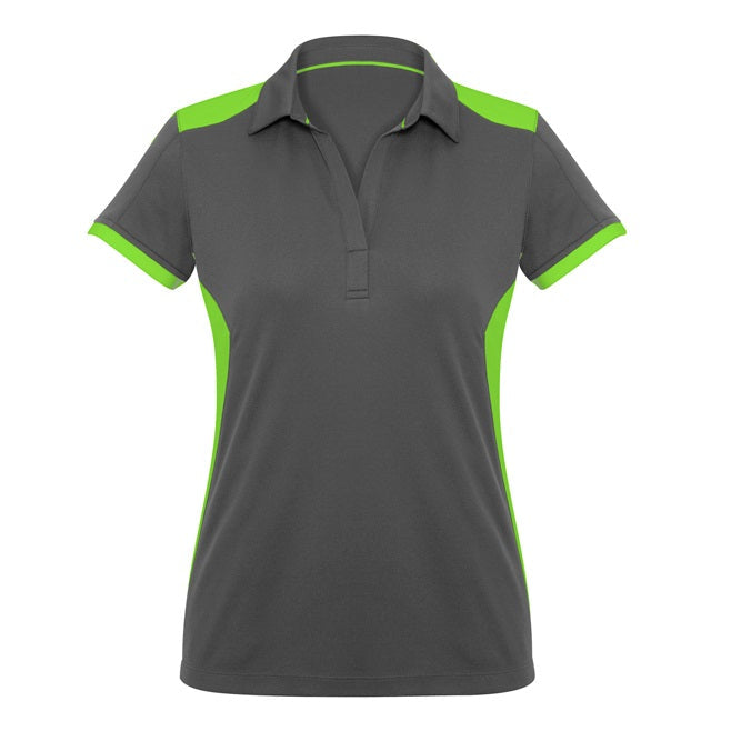 Biz Collection P705LS Rival Ladies Polo - Grey/Fluoro Lime - Alternative Front View