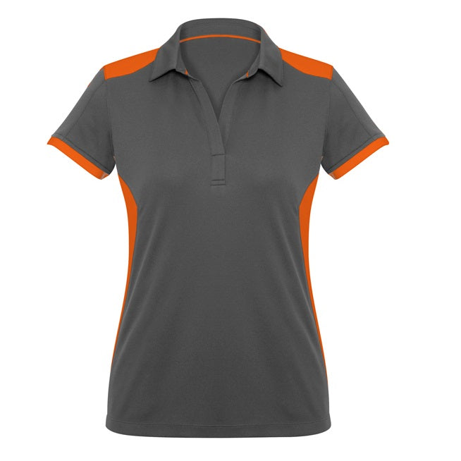 Biz Collection P705LS Rival Ladies Polo - Grey/Orange - Front View