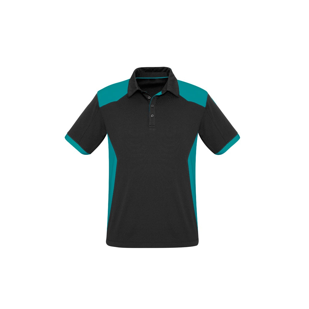Biz Collection P705MS Rival Mens Polo - Black/Teal - Alternative Front View