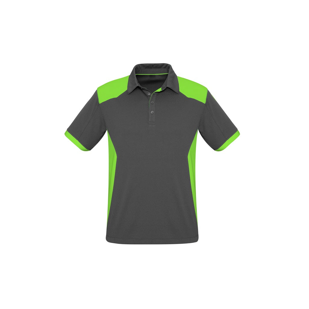 Biz Collection P705MS Rival Mens Polo - Grey/Fluoro Lime - Front View