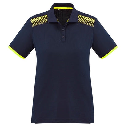 Biz Collection P900LS Galaxy Ladies Polo in colours Navy/Yellow - Front view