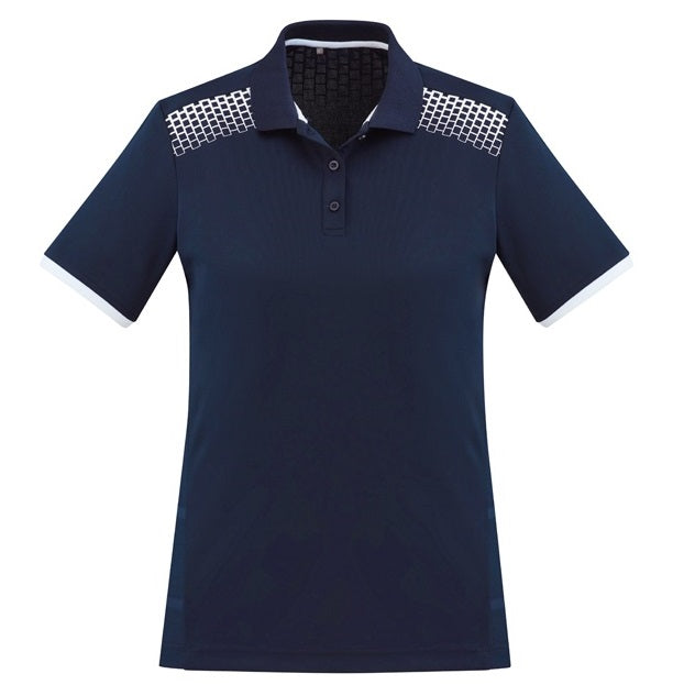 Biz Collection P900LS Galaxy Ladies Polo in colours Navy / White - Front view