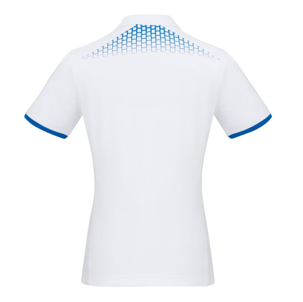 Biz Collection P900LS Galaxy Ladies Polo in colours White/Royal - Back view