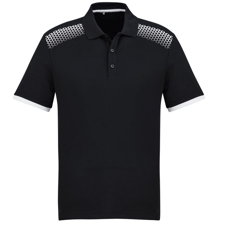 Biz Collection P900MS Galaxy Mens Polo - Black/White - Alternative Front View