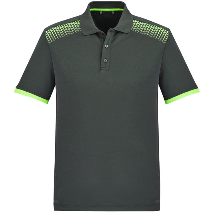 Biz Collection P900MS Galaxy Mens Polo - Grey/Fluoro Lime - Alternative Front View