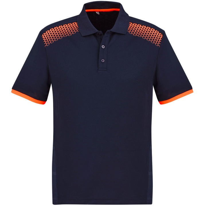 Biz Collection P900MS Galaxy Mens Polo - Navy/Fluoro Orange - Alternative Front View