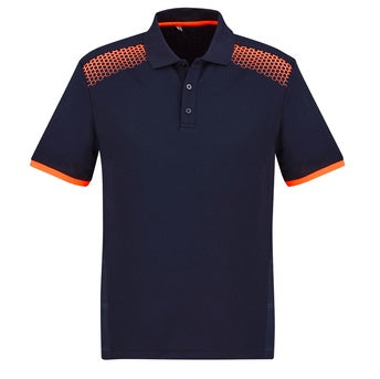 Biz Collection P900MS Galaxy Mens Polo - Navy/Fluoro Orange - Alternative Front View