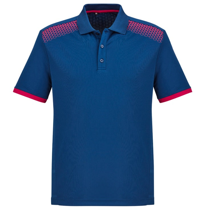 Biz Collection P900MS Galaxy Mens Polo - Steel Blue/Magenta - Alternative Front View