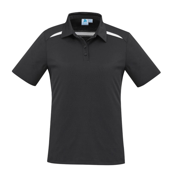 Biz Collection P901LS Sonar Ladies Panel Polo - Black/White - Alternative Front View