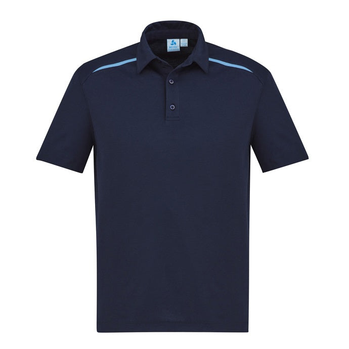 Biz Collection P901MS Sonar Mens Panel Polo - Navy/Sky - Alternative Front View