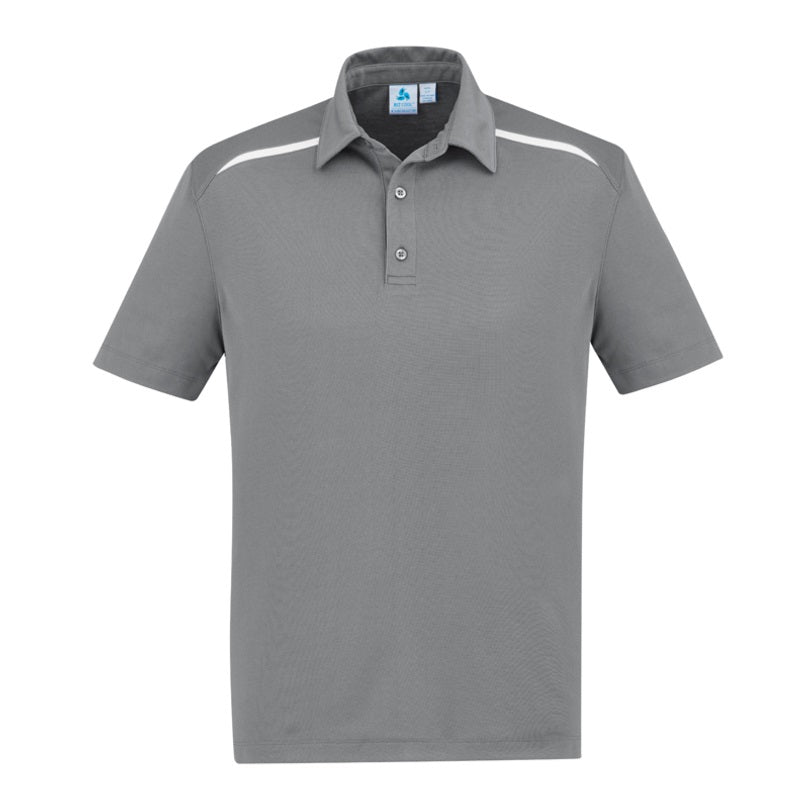 Biz Collection P901MS Sonar Mens Panel Polo - Silver/White - Front View