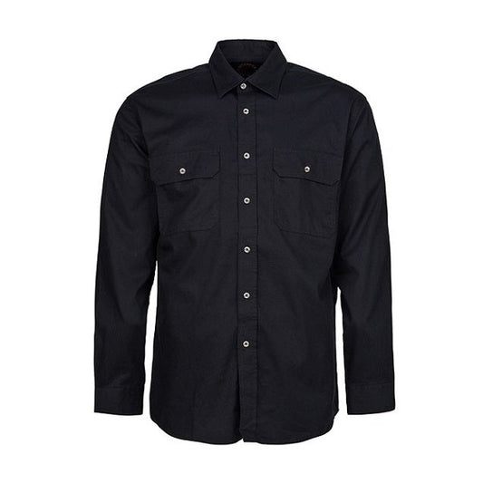 Pilbara RM500BT Mens Open Front L/S Lightweight Shirt Black