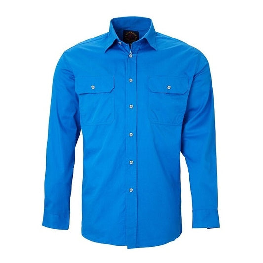 Pilbara RM500BT Mens Open Front L/S Lightweight Shirt Light Blue