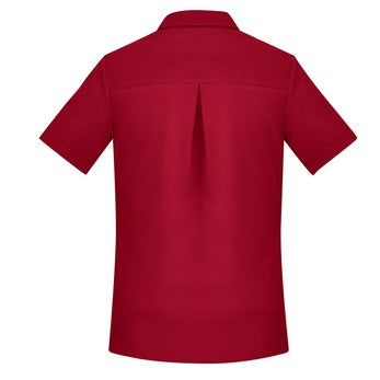 Inaura CS947LS Ladies Plain Short Sleeve Shirt - Cherry - Back View