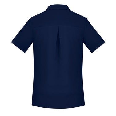 Inaura CS947LS Ladies Plain Short Sleeve Shirt - Navy - Back View