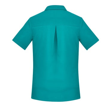 Inaura CS947LS Ladies Plain Short Sleeve Shirt - Teal - Back View