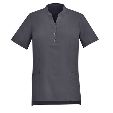 Inaura CS949LS Ladies Plain Short Sleeve Tunic - Charcoal - Front View