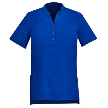 Inaura CS949LS Ladies Plain Short Sleeve Tunic - Electric Blue - Front View