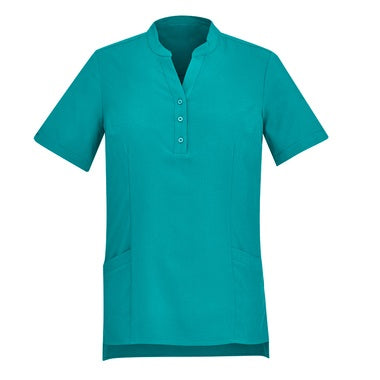 Inaura CS949LS Ladies Plain Short Sleeve Tunic - Teal - Front View