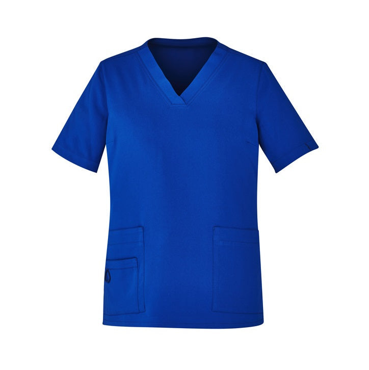 Inaura CST941LS Ladies V-Neck Scrub Top - Electric Blue - Front View