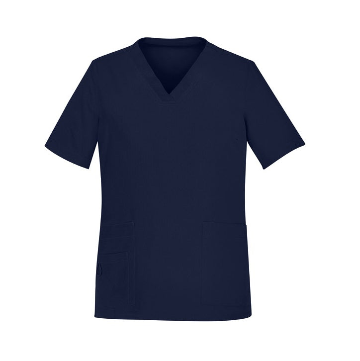 Inaura CST941LS Ladies V-Neck Scrub Top - Midnight Navy - Front View