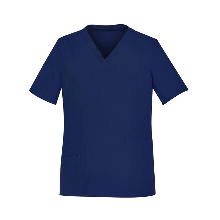 Inaura CST941LS Ladies V-Neck Scrub Top - Navy - Front View