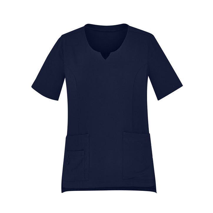 Inaura CST942LS Ladies Round Neck Scrub Top - Midnight Navy - Front View