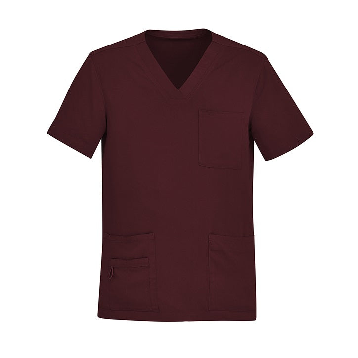Inaura CST945MS Mens V-Neck Scrub Top - Burgundy - Front View
