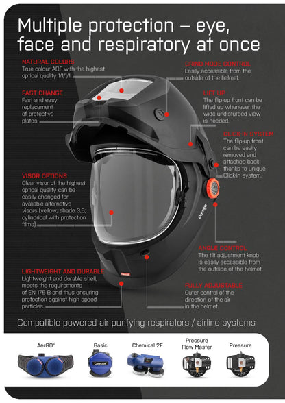 Maxisafe R303201 CleanAIR Omnira COMBI Welding Helmet & AerGO PAPR Kit