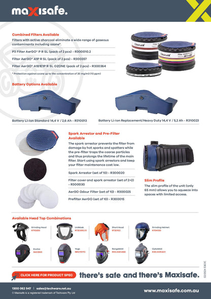 Maxisafe R303201 CleanAIR Omnira COMBI Welding Helmet & AerGO PAPR Kit