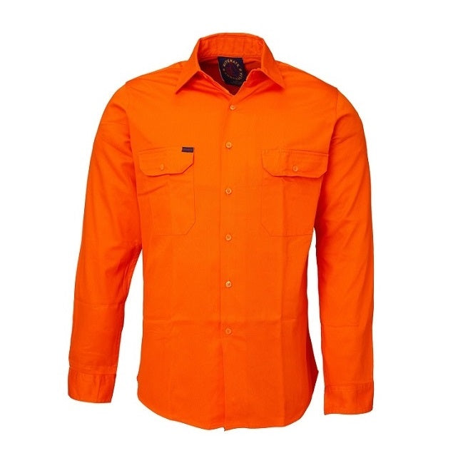 Ritemate RM1000 Mens Open Front Long Sleeve Shirt - Orange - Front View